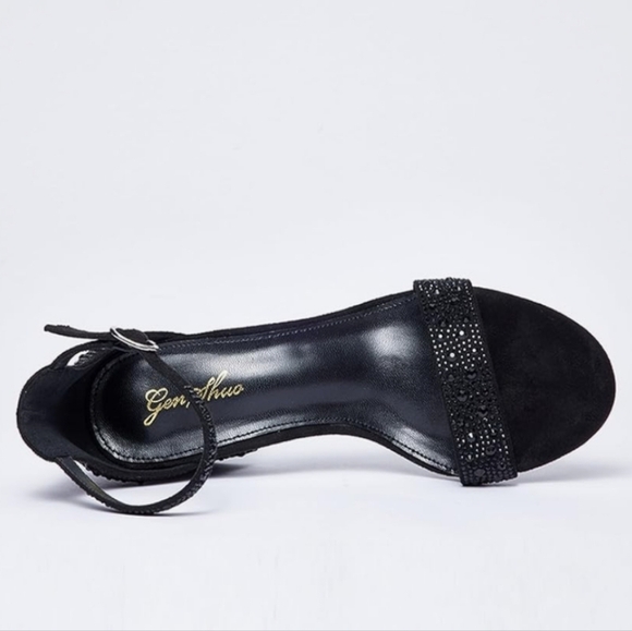 Black Glitter Block Heel Sandals NEW - Picture 3 of 16